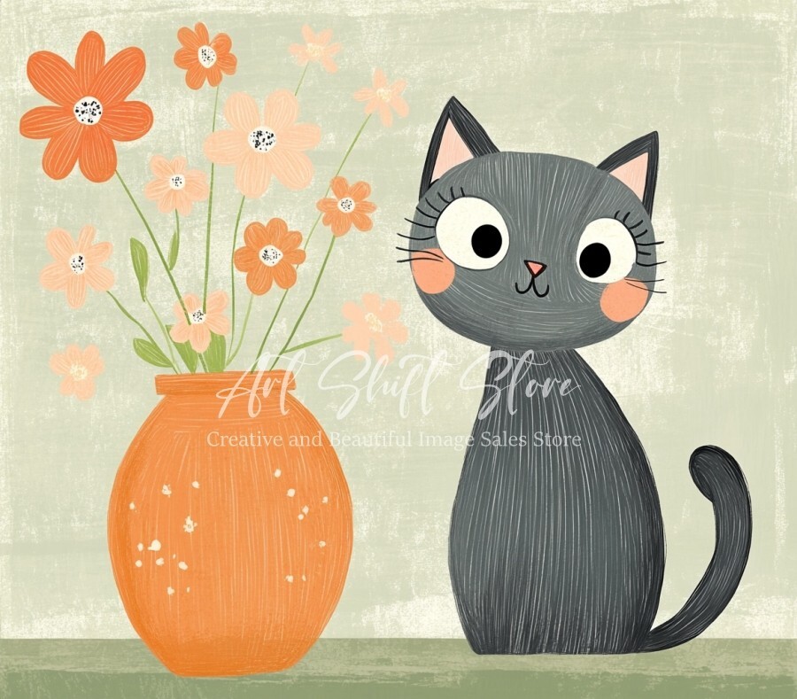 Floral Companion AI Art Digital Wallpaper Background for Desktop-image