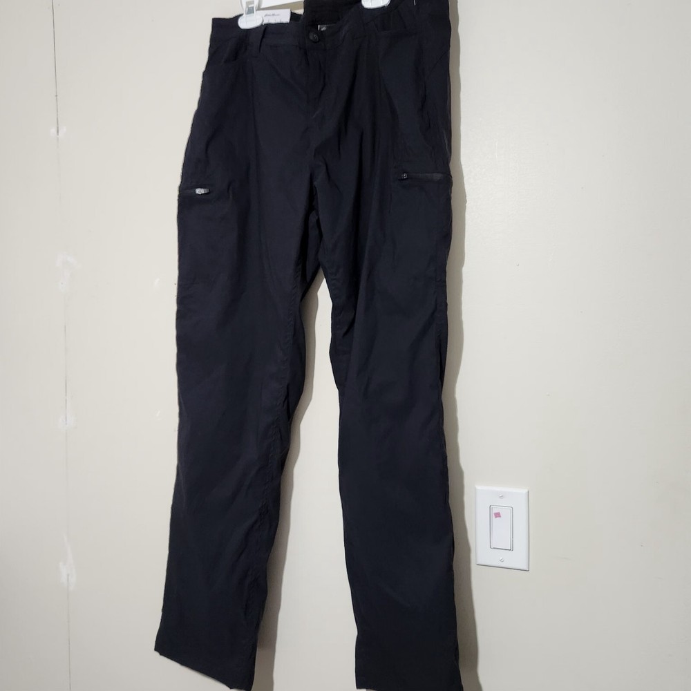 Eddie Bauer Micro Fleece Reinier pants Women Size 12 Black With Pockets  B7