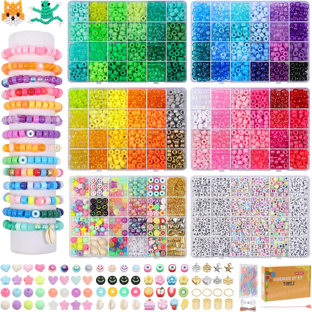 4000-Piece 96-Color Pony Bead Friendship Bracelet Making Kit