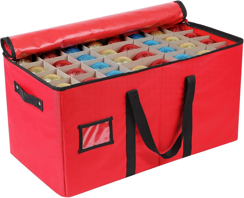 Durable Red Lambada Christmas Ornament Storage Box