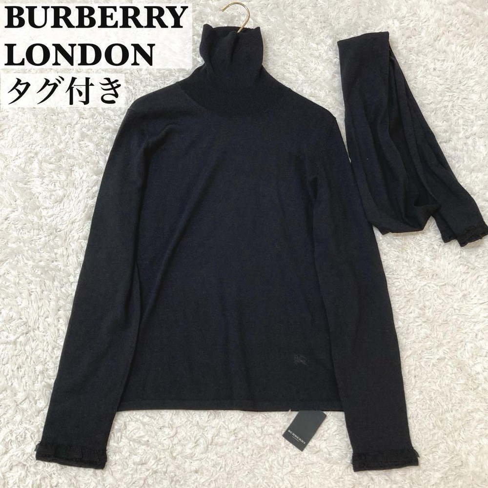 Burberry London Thin Silk Knit Turtleneck Shawl Top Size S