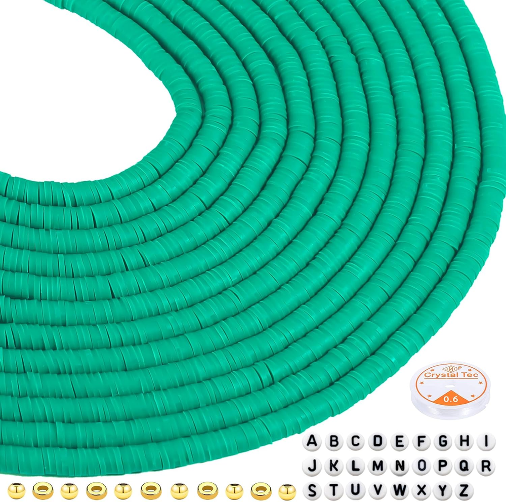 5000-Piece 6mm Green Polymer Clay Beads for DIY Bracelet Making Kit