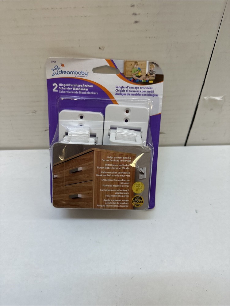 Dreambaby L1428 White Plastic Durability Hinged Furniture Anchors with Screw