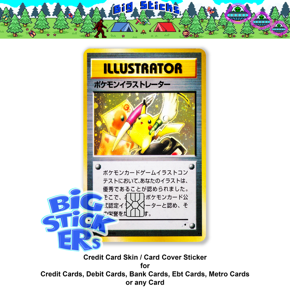 Credit Card Skin SMART Sticker Pikachu Illustrator Pokémon Card Decal-image