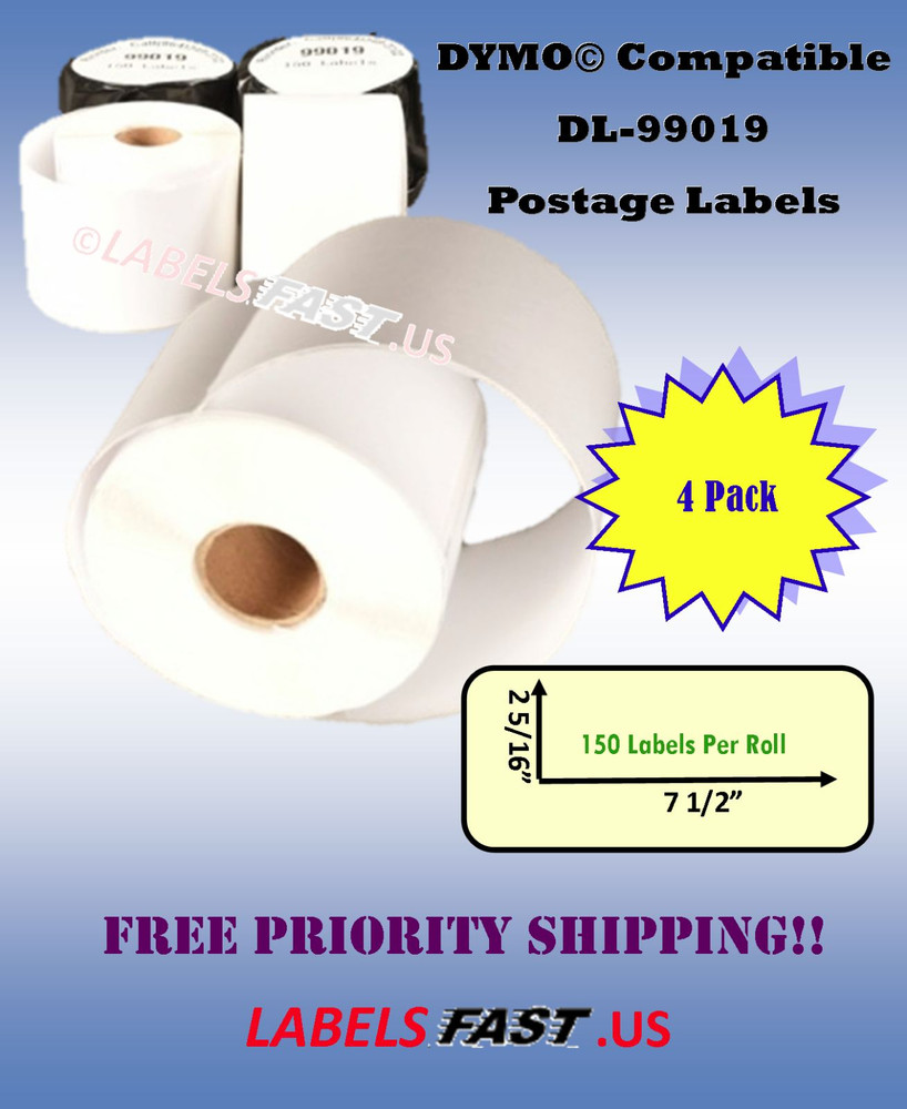 4 Rolls Postage Labels PayPal eBay Dymo® Compatible Labels Postage Stamp 99019-image