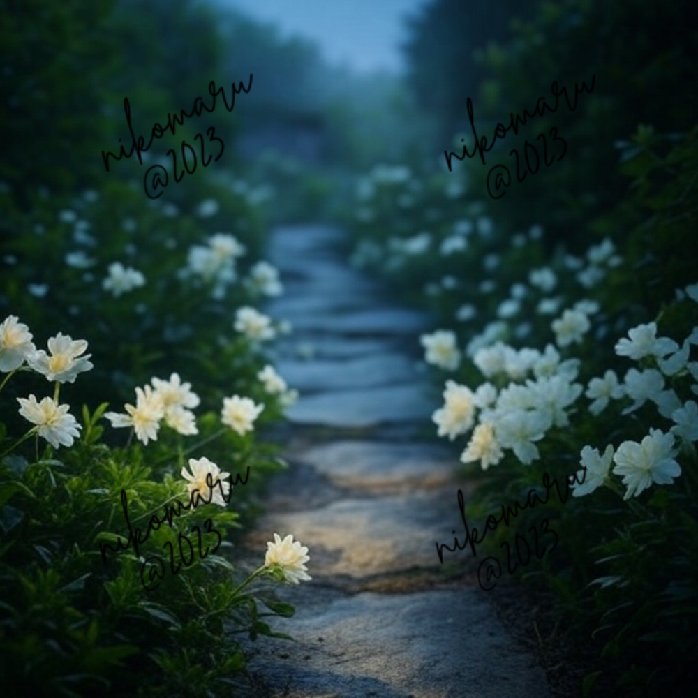 Moonlight Garden Digital Art Desktop Wallpaper Background Image-image