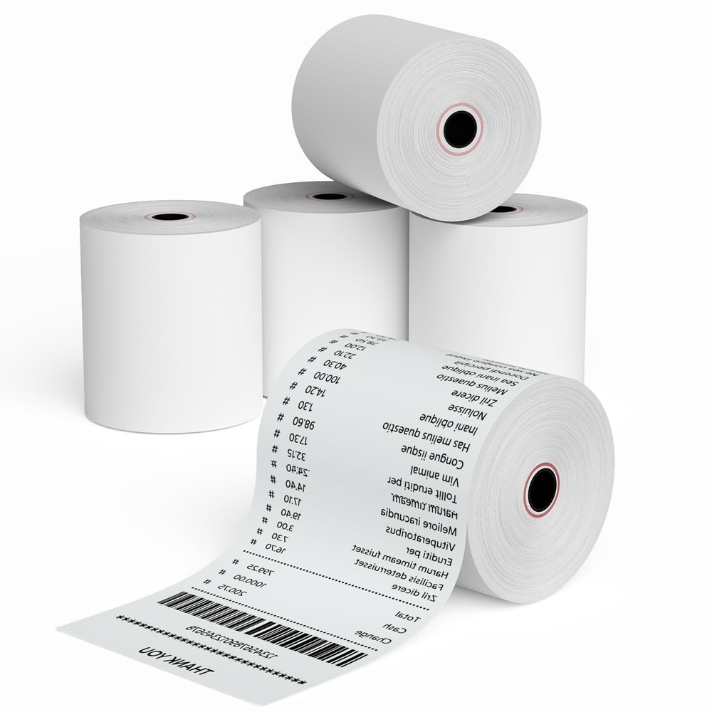 2-1/4 x 85ft Thermal Paper Rolls for Credit Card Receipts and Cash Registers