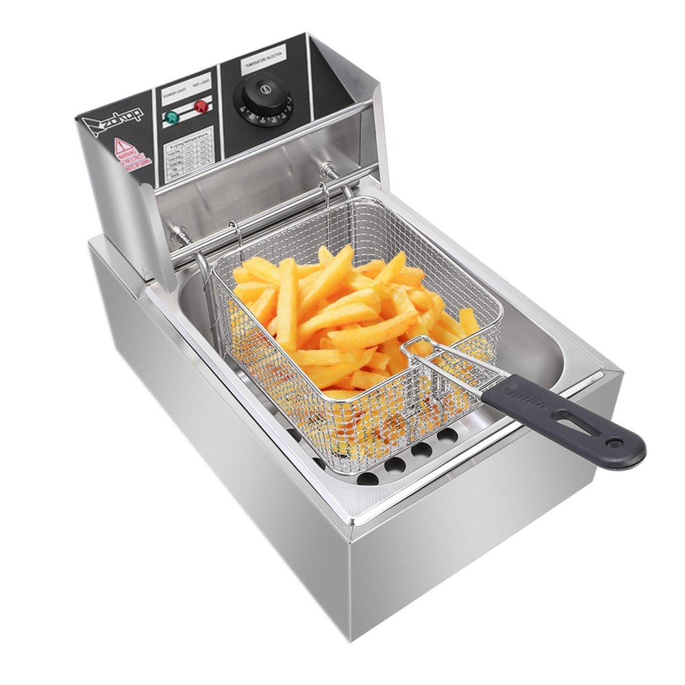 2500W 6.3QT Electric Deep Fryer Commercial Tabletop Restaurant Cooking Basket