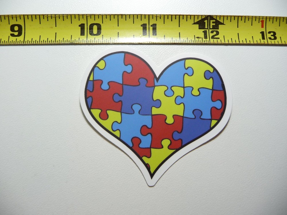 AUTISM SUPPORT DECAL STICKER HEART WITH MULTIPLE PUZZLE PIECES AWARENESS
