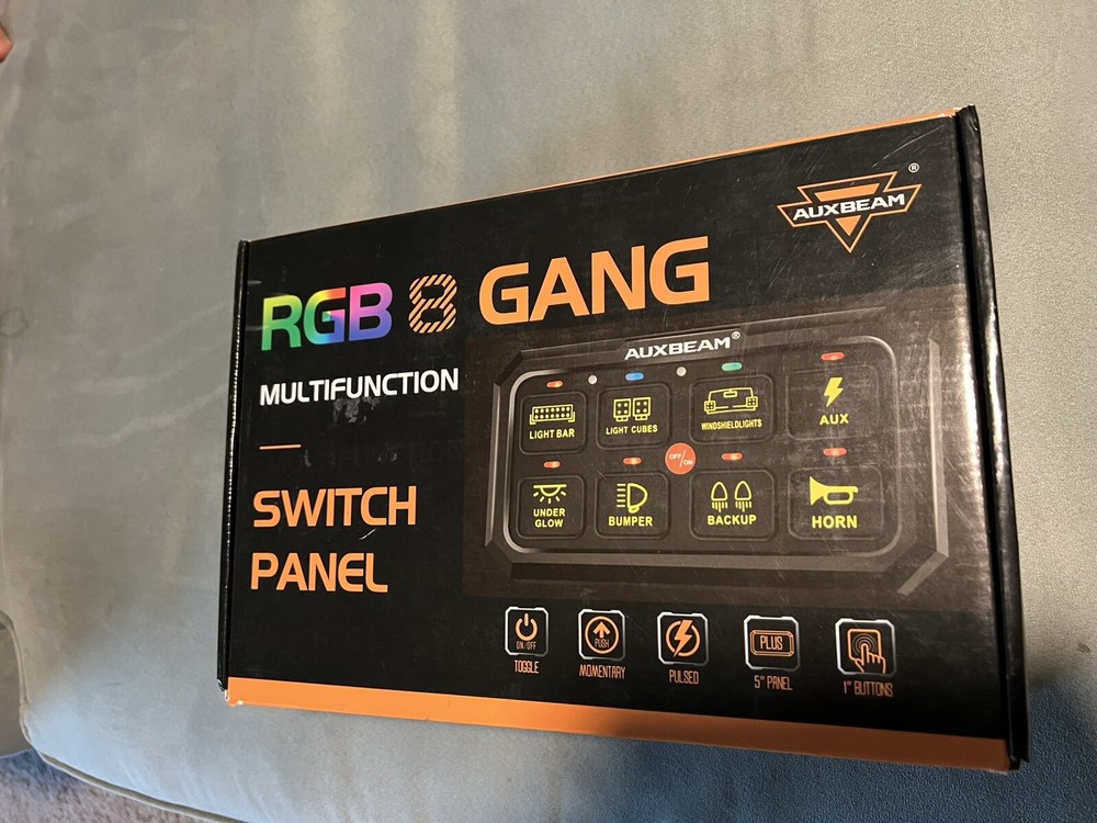 Auxbeam RA80 XL RGB 8 Gang Switch Panel Toggle Momentary Pulsed Relay System Kit