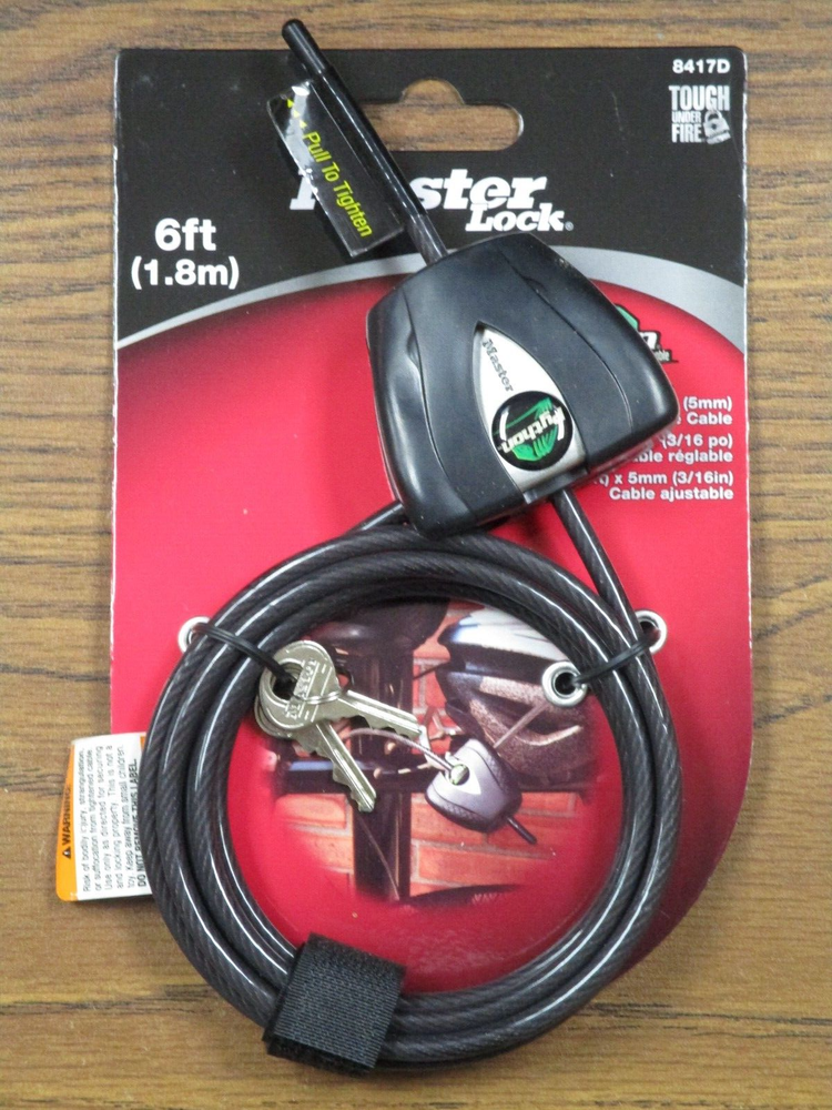 8417D Python™ Adjustable Locking Cable 6ft 1.8m x 3/16in 5mm, vinyl coated steel