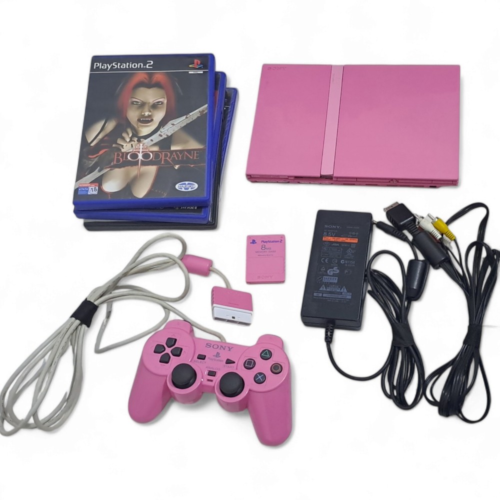 Playstation 2 Slim Pink Edition Free region PAL/NTSC With 4 Games Read Descr....