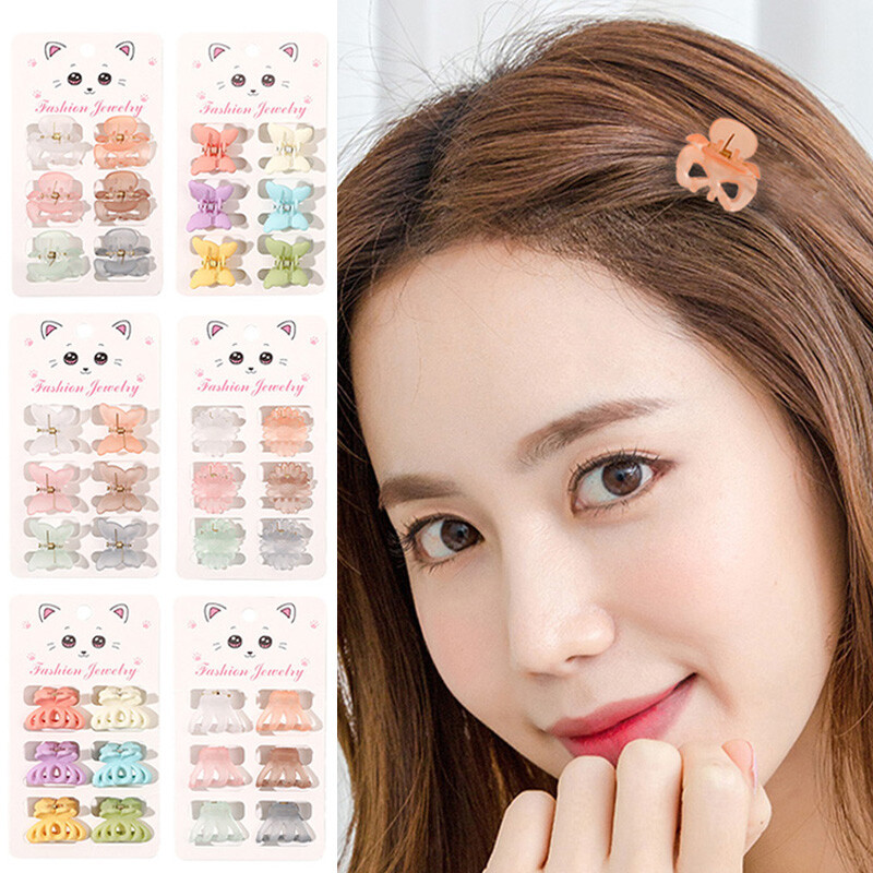 6Pcs/Set Mini Hair Claw Clips Small Flower Acrylic Barrettes Hair Accessories