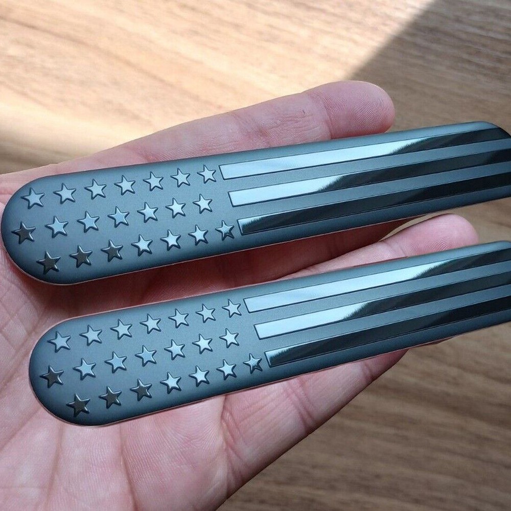 2pcs 3D American Flag Metal Emblem Stickers Side Fender Badge Black Accessories