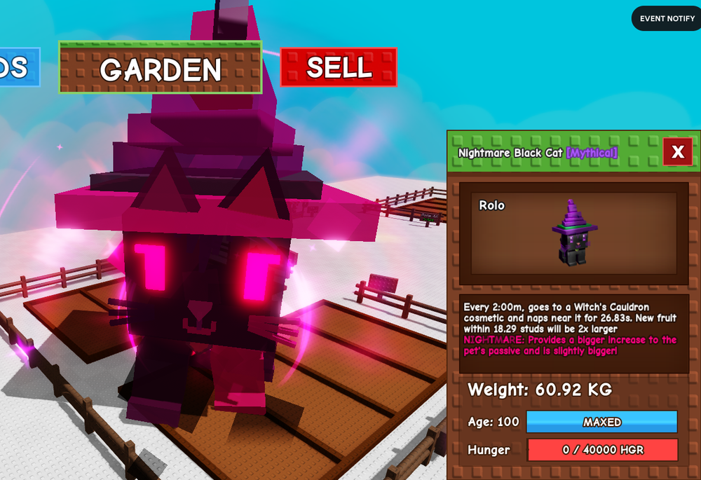 Huge Nightmare Black Cat 60.92Kg - Grow A Garden - Roblox - Fast & Easy!