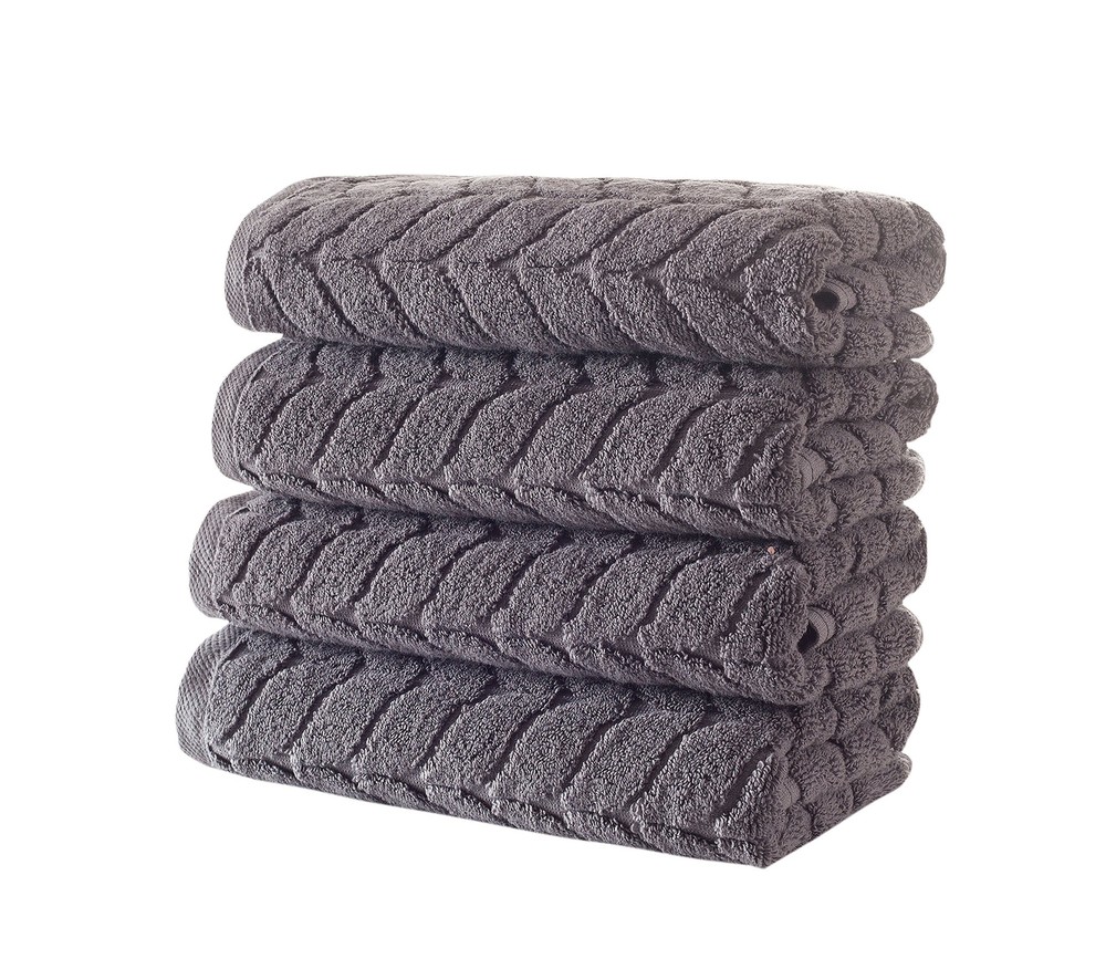 Soft Plush Turkish Bath Towels Set 4-Piece Quick Dry Jacquard Grey