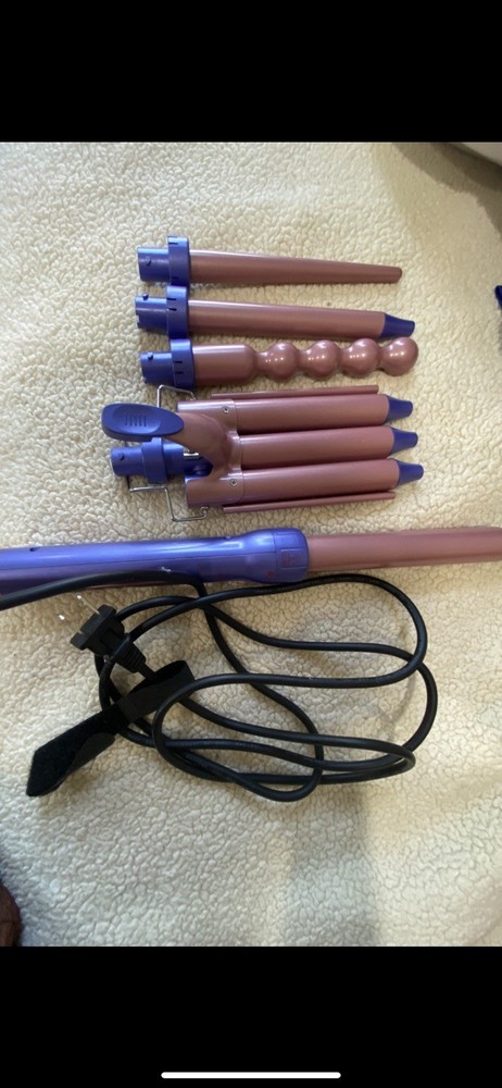 5-in-1 Ceramic Curling Iron Set with Interchangeable Barrels Used but Works Great