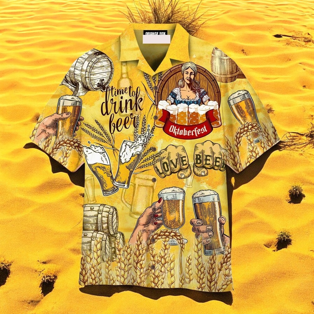 Oktoberfest Beer Lover’s Light Yellow Hawaiian Shirt