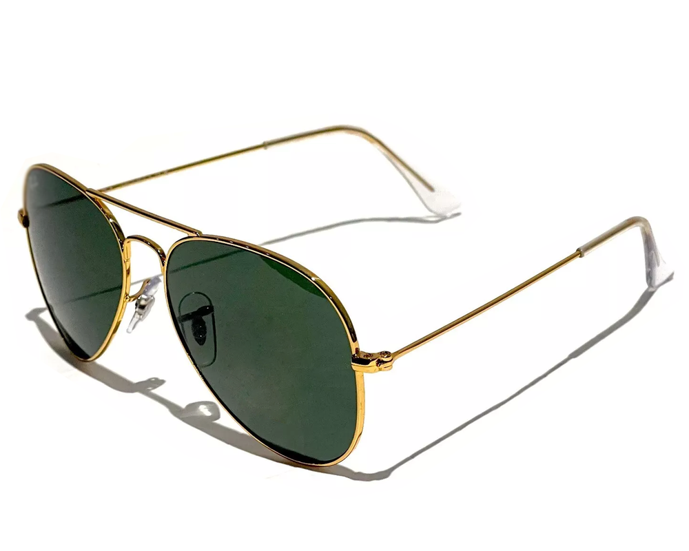 Stylish aviator sunglasses with gold frame for men and women + eyecare kit