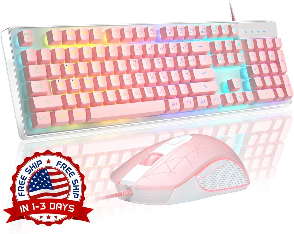 Gamer Keyboard and Mouse Combo with Multicolor LED Backlight