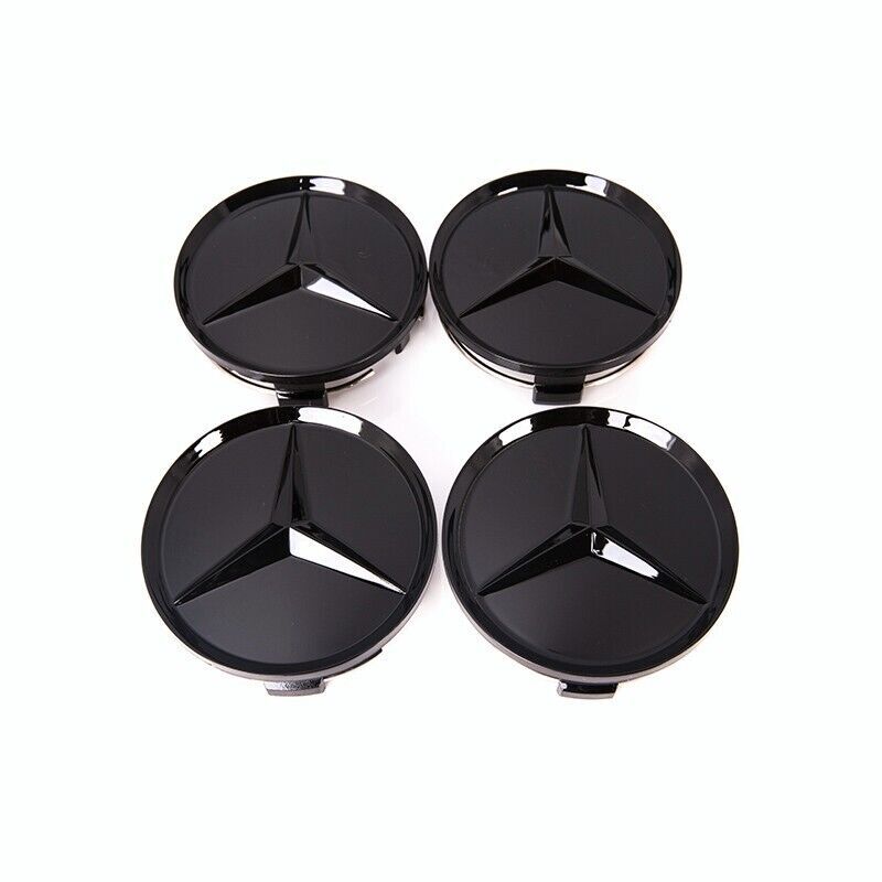 4PC Glossy Black Wheel Center Hub Caps Emblem fits 75mm Car Set