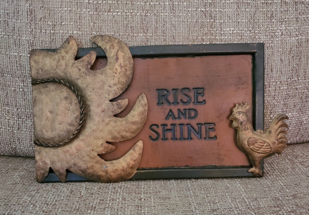 Rustic Metal Copper Rise and Shine Kitchen Sign Farmhouse Decor