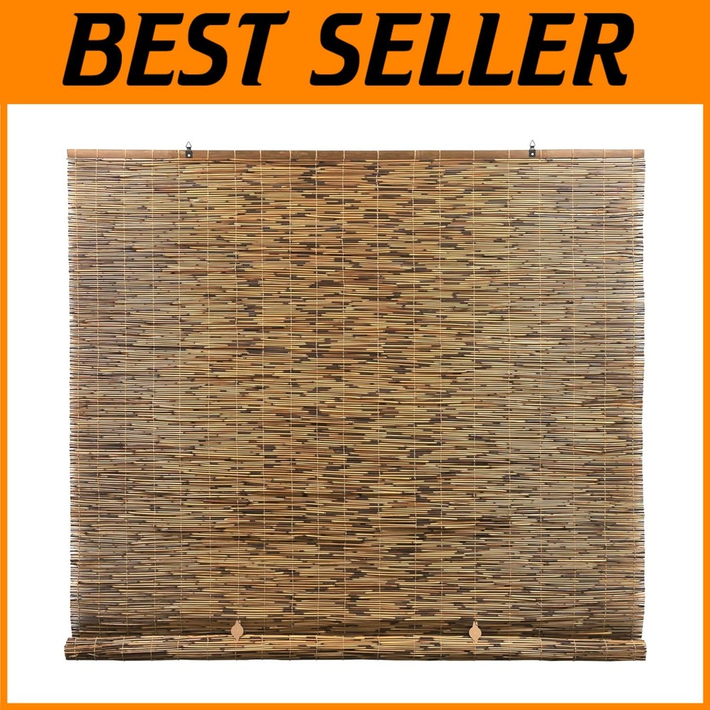 Stylish 48x72 Waterproof Cocoa Bamboo Roll-Up Blinds Cordless Shades