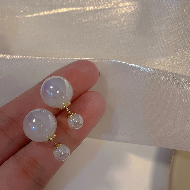 Light Luxury Niche Double Pearl Earpiece Simple High Sense After Wear Suitable F
