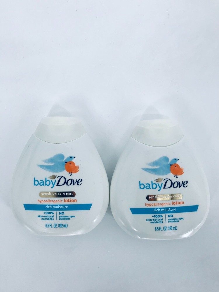 2 Pack Baby Dove Sensitive Skin Care Hypoallergenic Lotion Rich Moisture 6.5oz