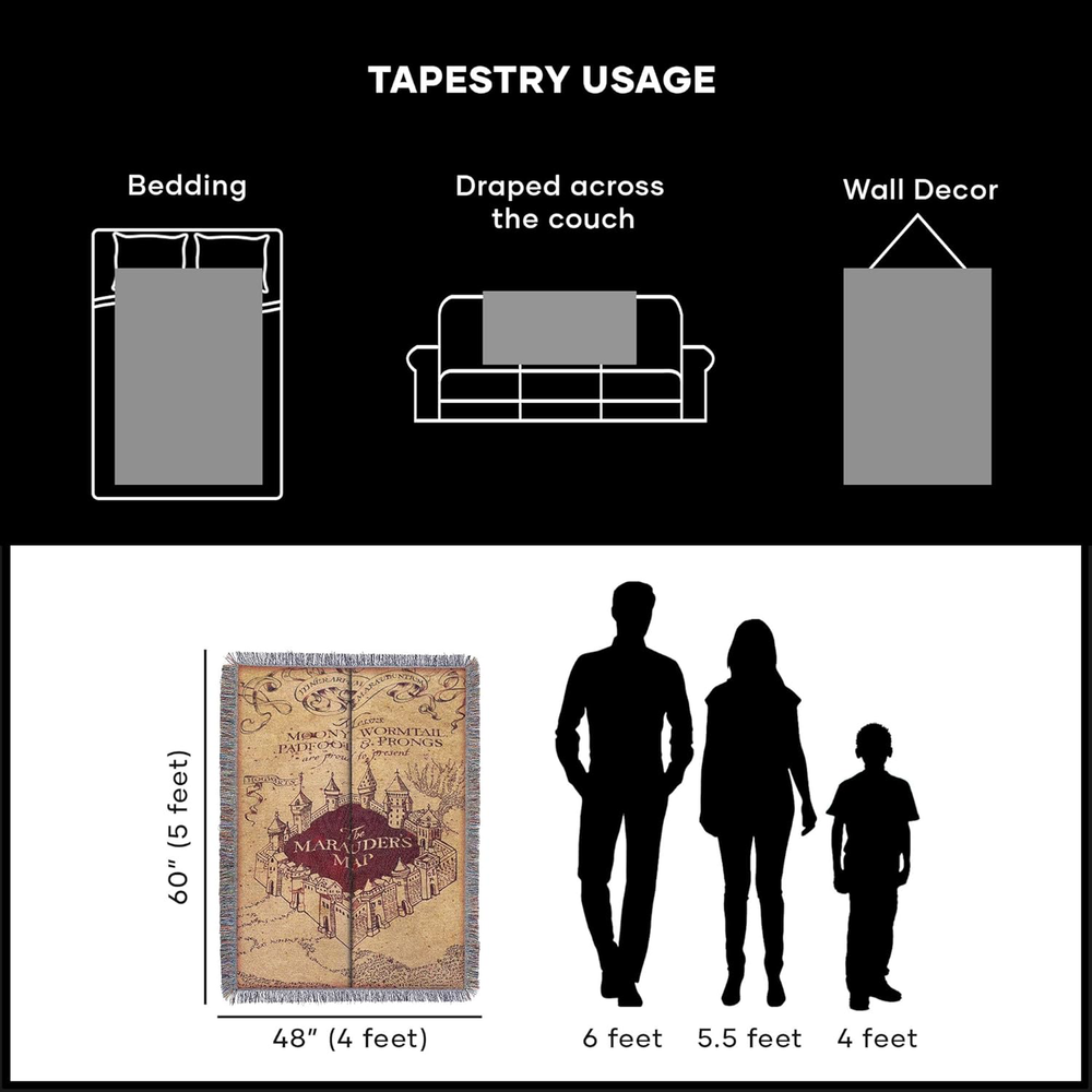 Northwest Woven Tapestry Throw Blanket 48x60 Marauders Map Design