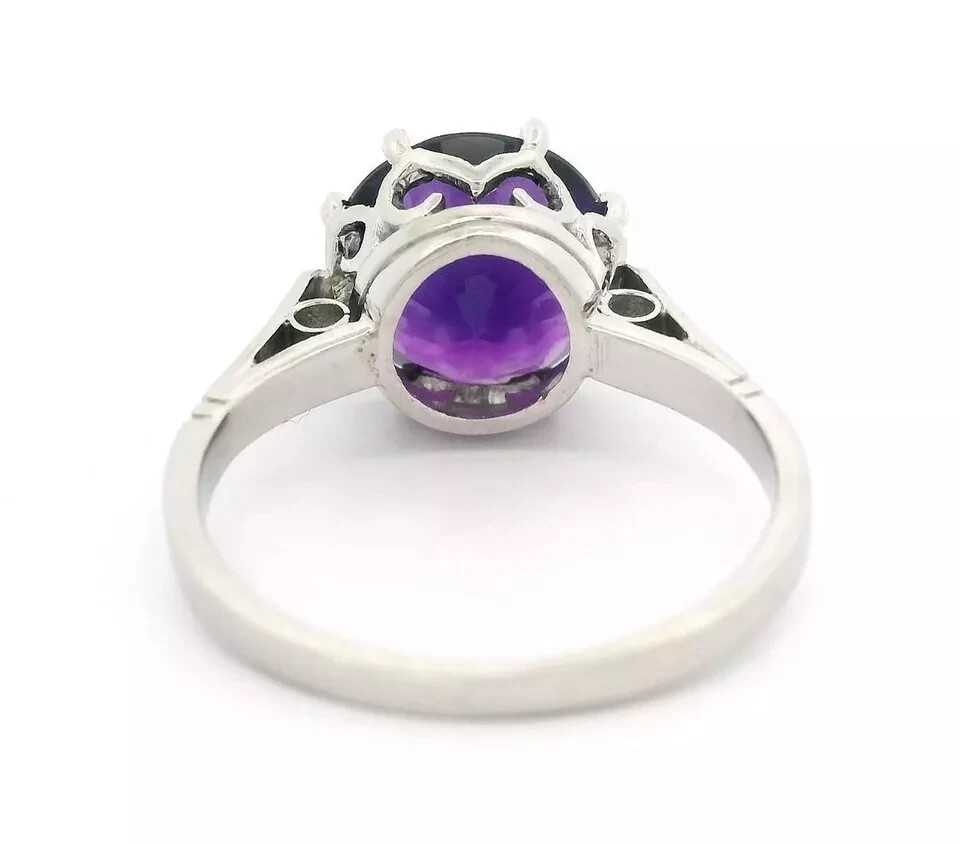 Elegant 14K White Gold 3.50 Ct Natural Amethyst Diamond Wedding Ring