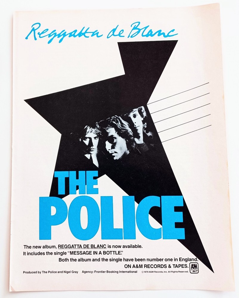 THE POLICE REGGATTA DE BLANC~1979 Vtg Album Promo Print Ad Advert Poster Pinup