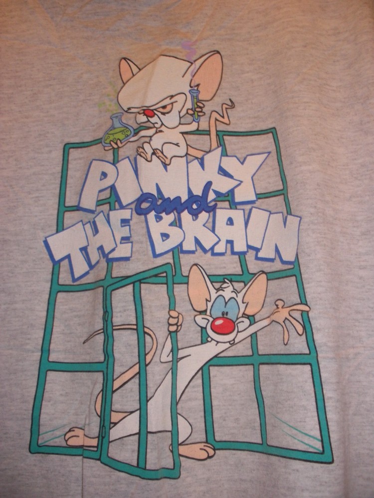 Warner Bros Animaniacs Pinky and Brain Graphic Tee Shirt Size XL