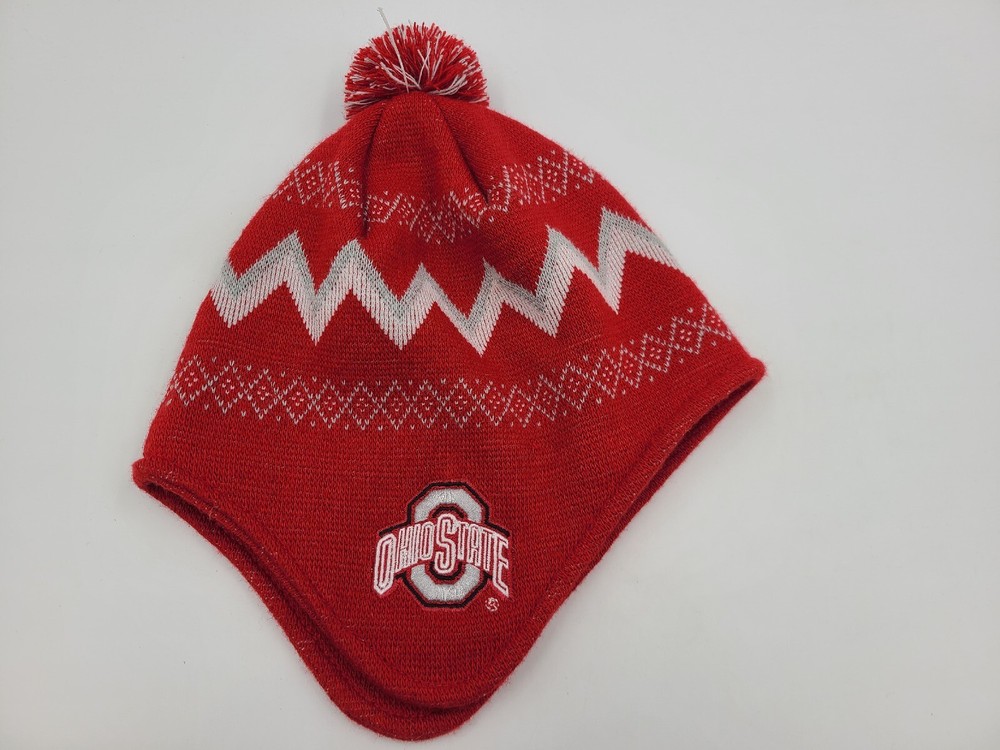 Youth The Ohio State University Buckeyes Winter Knit Beanie Ear Flaps Hat Cap