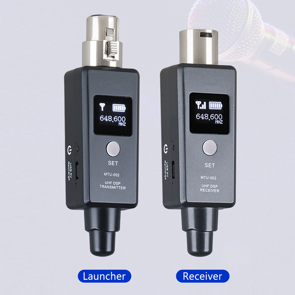 Wireless Microphone System XLR Transmitter Receiver Rechargeable Adapter L2C2