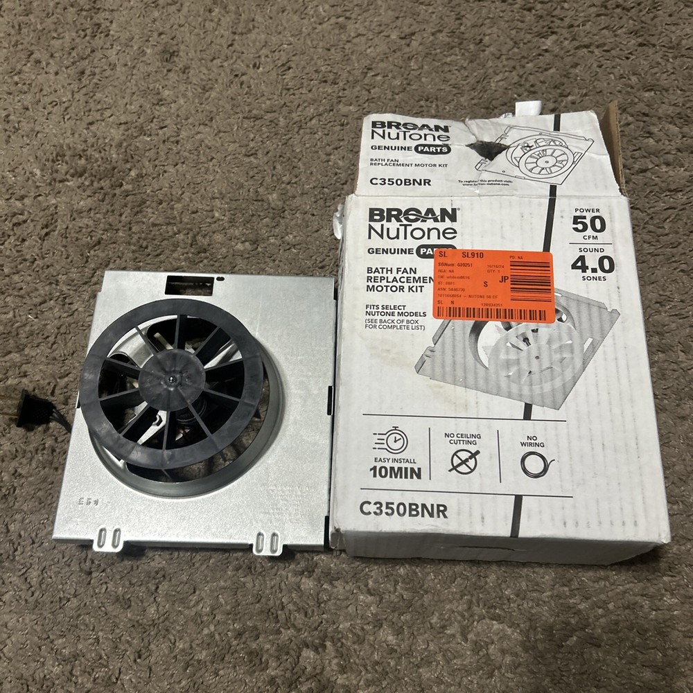 NEW Broan-NuTone C350BNR Replacement Motor/Wheel for 50 CFM Bathroom Fans