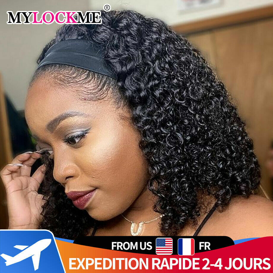 Kinky Curly Glueless Full Human Hair Headband Wig Machine Made Remy