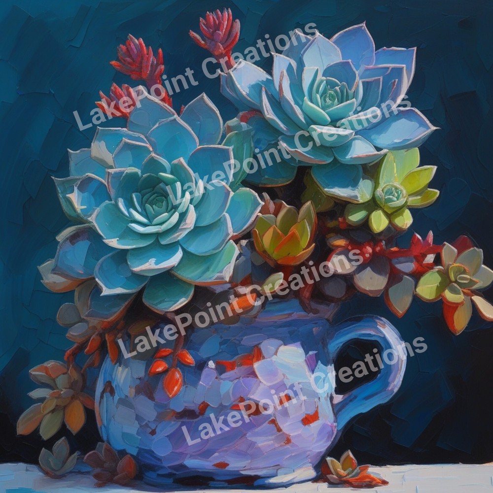 Succulent Vase Digital Wallpaper Background Image Pic-image