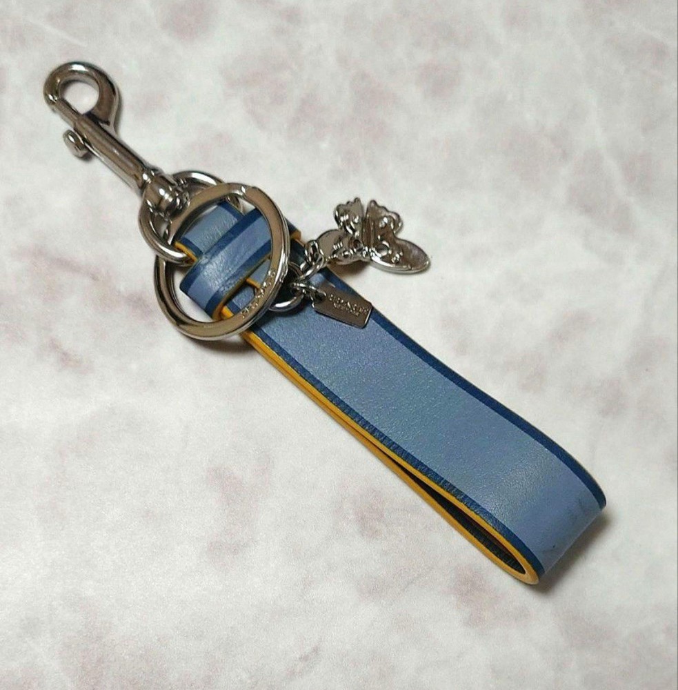 Coach Blue Multi Butterfly Loop Keychain Charm in Good Condition