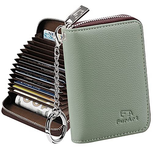 RFID Blocking Credit Card Wallet with Zipper for Men & Women - Spearmint Design  -image