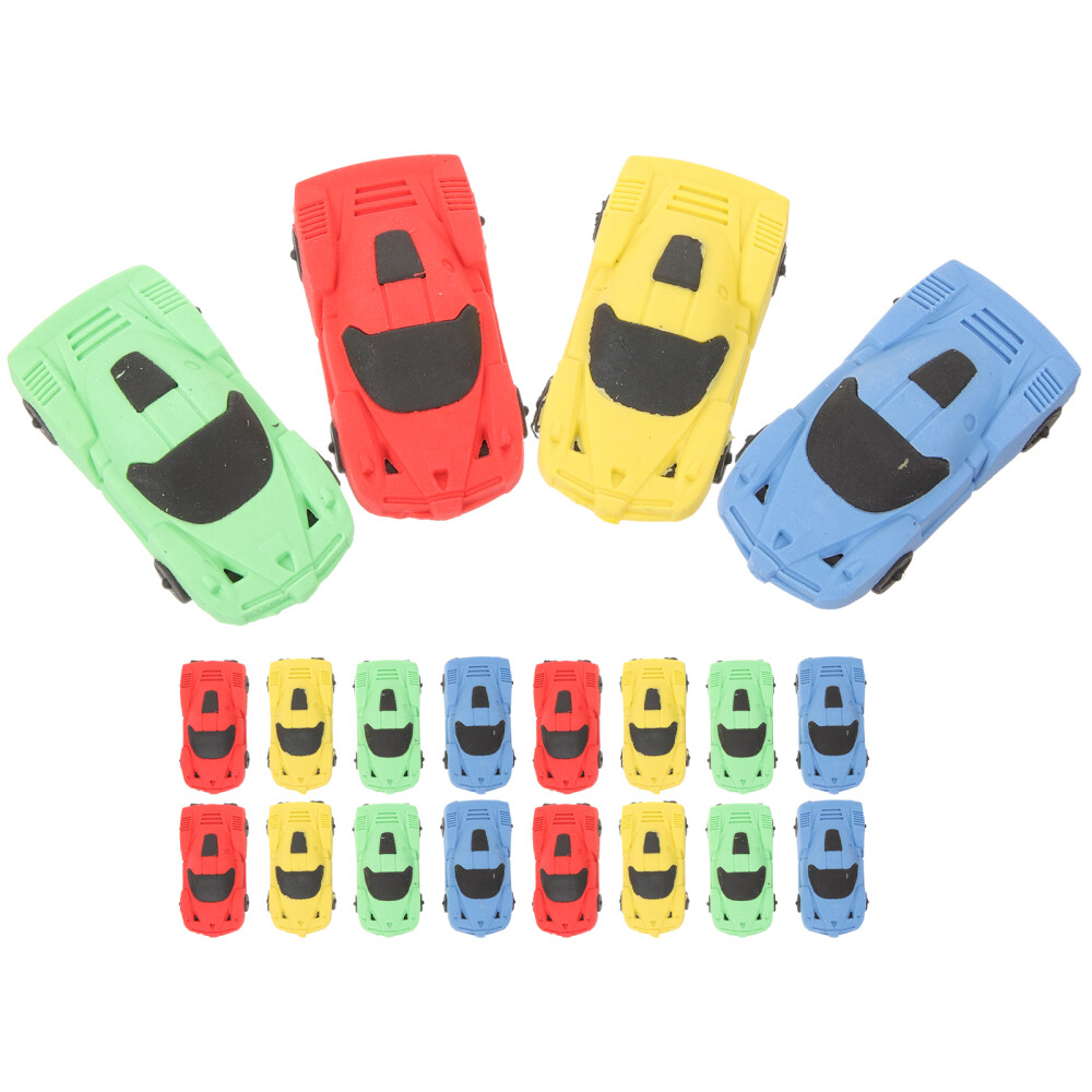 20pcs Cartoon Eraser Racing Car Shape Rubber Erasers Student Stationery