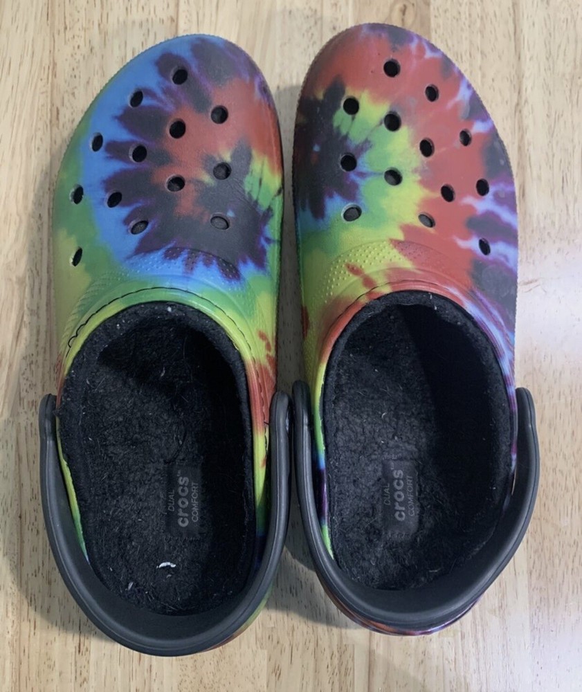 Unisex Crocs Tie Dye Classic Fur Lined Clog Men’s Size 8 Women’s 10