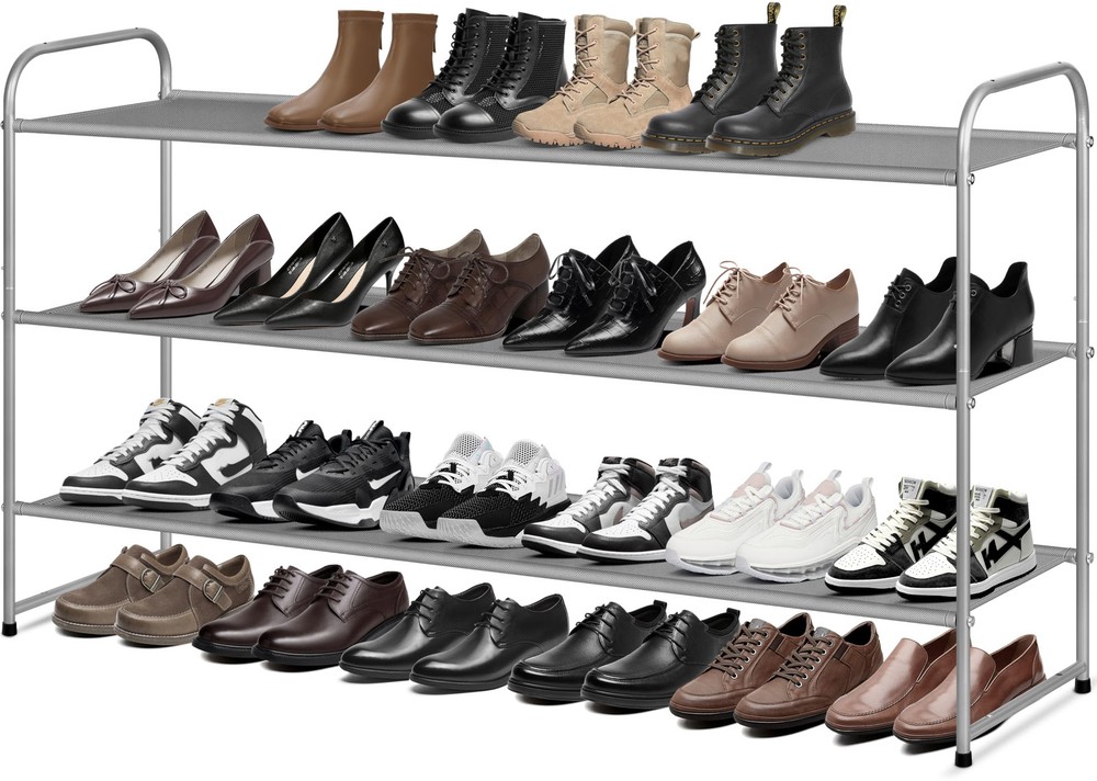 Long 3-Tier Stackable Shoe Rack for Organized Wide Shoe Storage in Closets