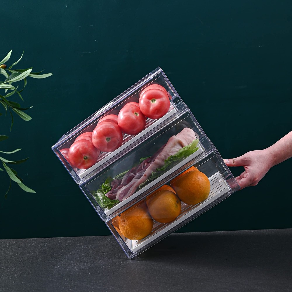 Stackable Fridge Organizer Bins for Reusable Food Storage