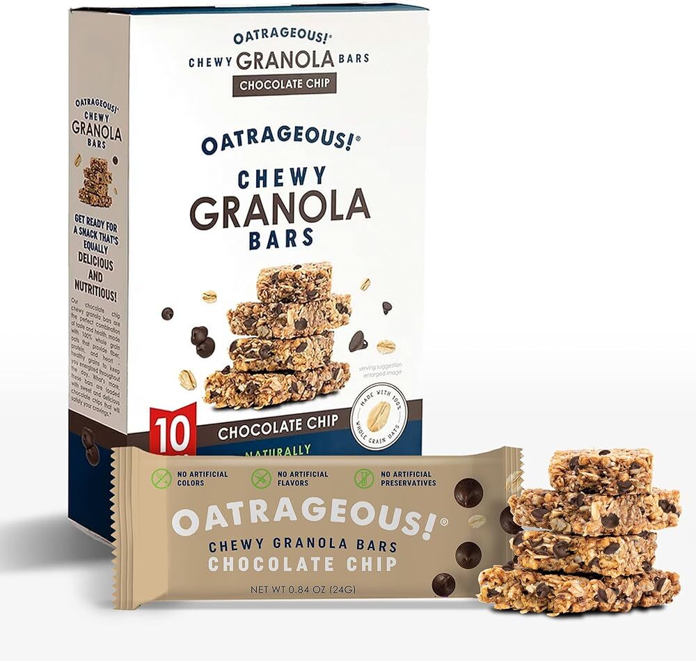 OATRAGEOUS! Chewy Granola Bars, Chocolate Chip Granola Bar Made with Whole Gr...