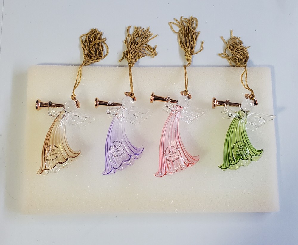 Vintage Lenox Wishes of Peace Glass Ornament Set of 4 American By Design