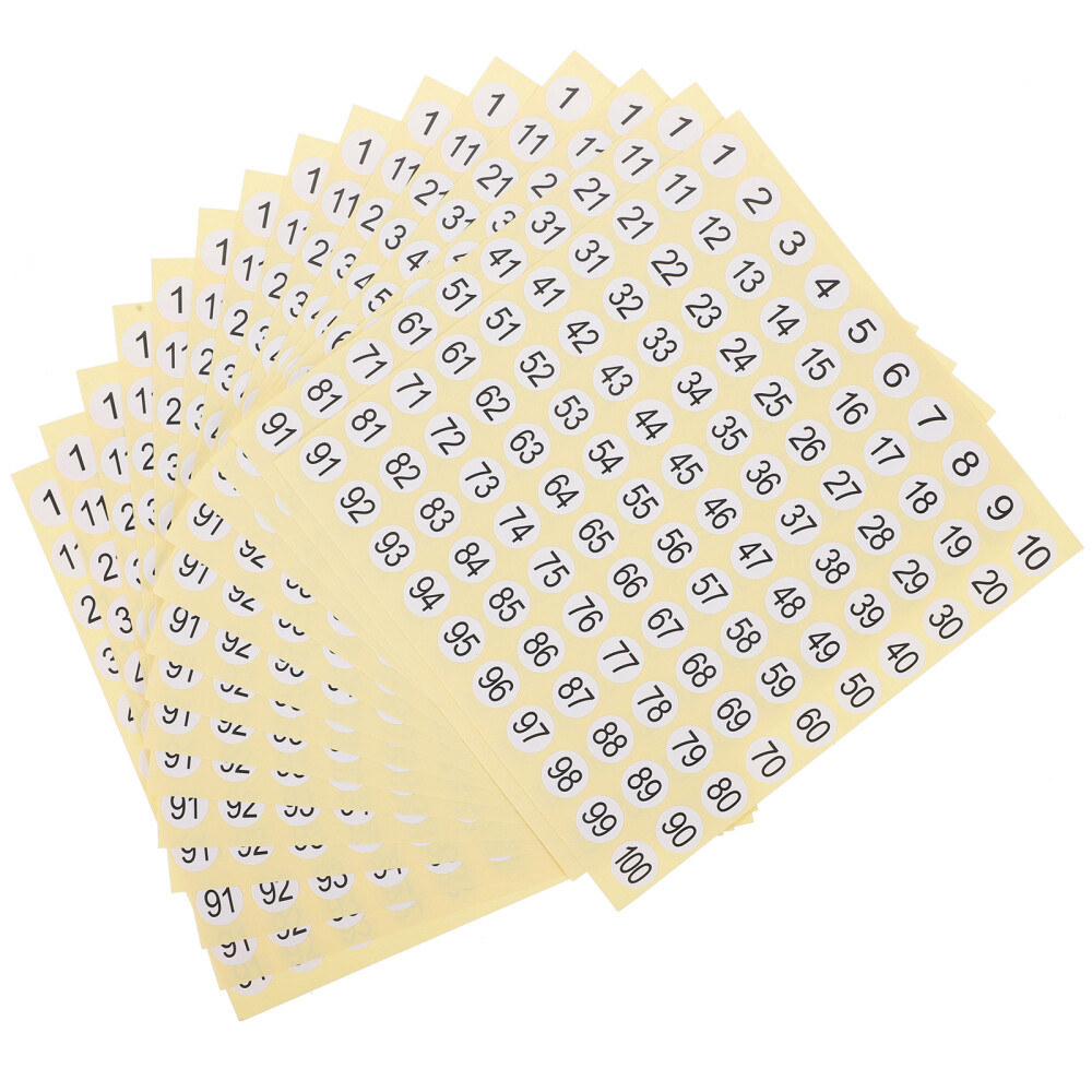 15 Sheets Numbers Small Round Labels Stickers Tabs Nail Office
