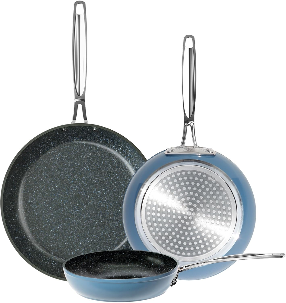 3-Piece 8 10 12 Inch Forged Lightweight Nonstick Frying Pan Set with Duralon Coating