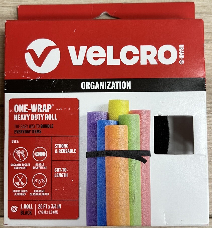 Velcro One-Wrap Roll 25 ft x 3/4 in Black Cut-to-Length Bundling Strap