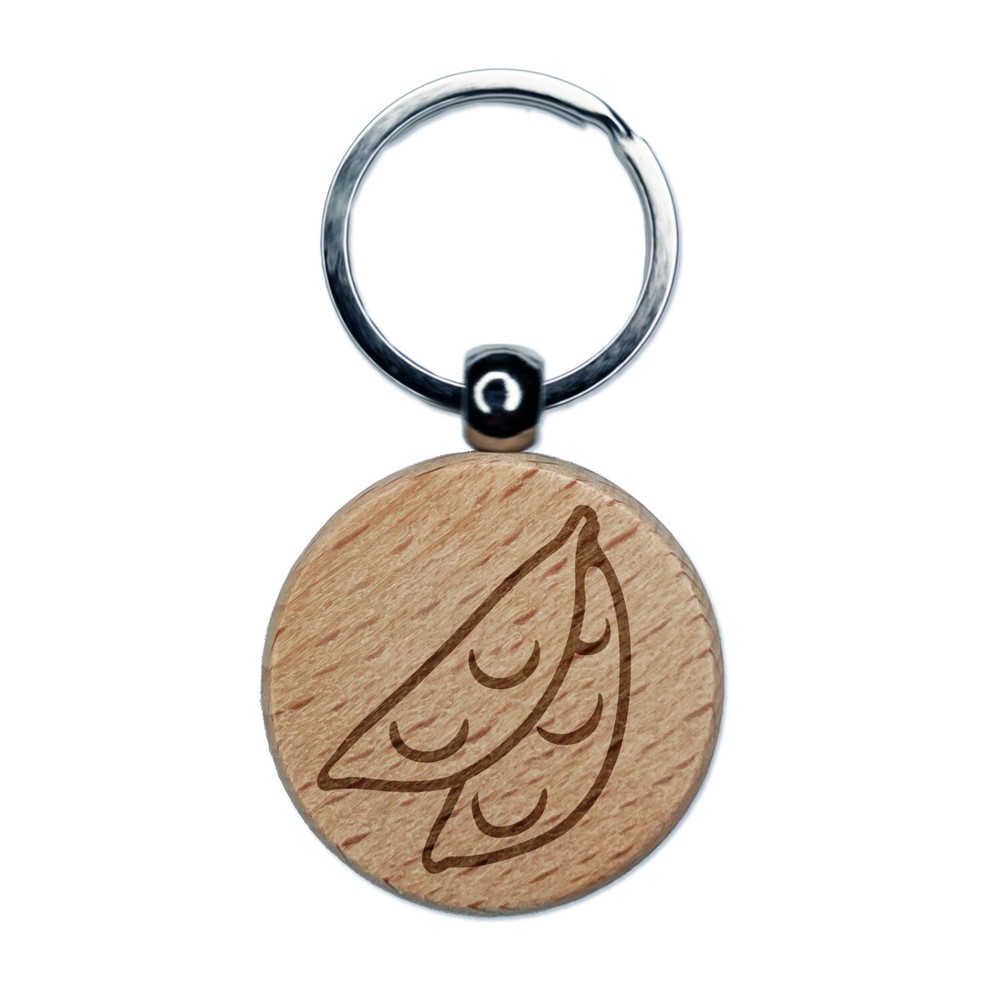 Snow Peas Vegetable Engraved Wood Round Keychain Tag Charm